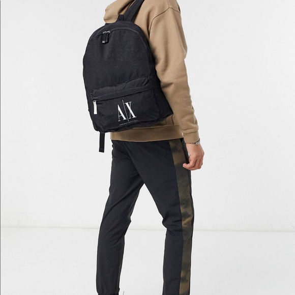 Armani Exchange AX Logo Backpack in Black - Picture 6 of 6